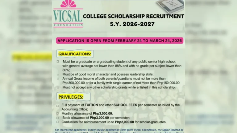 Vicsal Foundation Scholarship 2026-2027 | Requirements and How to Apply