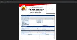 Iskolar ng Bayan Scholarship Application form
