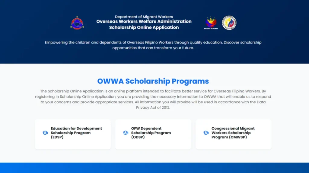 OWWA Scholarship Online application